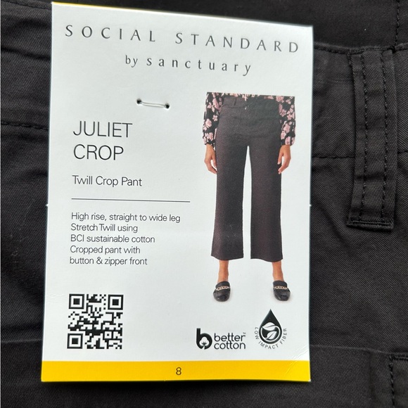 Stylish Tan and Black Cropped Pants - Picture 6 of 8